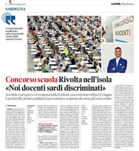 Oggi su La Nuova. Concorso scuola. Rivolta nell&#039;Isola. Noi Docenti Sardi discriminati