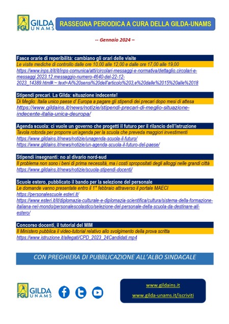 Periodico di informazione scolastica gennaio 2024