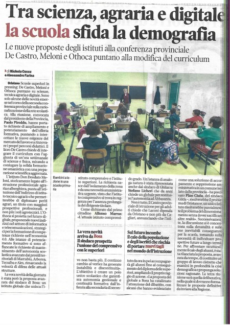 Oggi su La Nuova. Tra scienza, agraria e digitale la scuola sfida la demografia