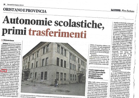 Oggi su La Nuova. Autonomie scolastiche, primi trasferimenti