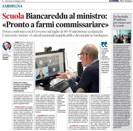 Oggi su La Nuova. Biancareddu al Ministro. Pronto a farmi commissariare